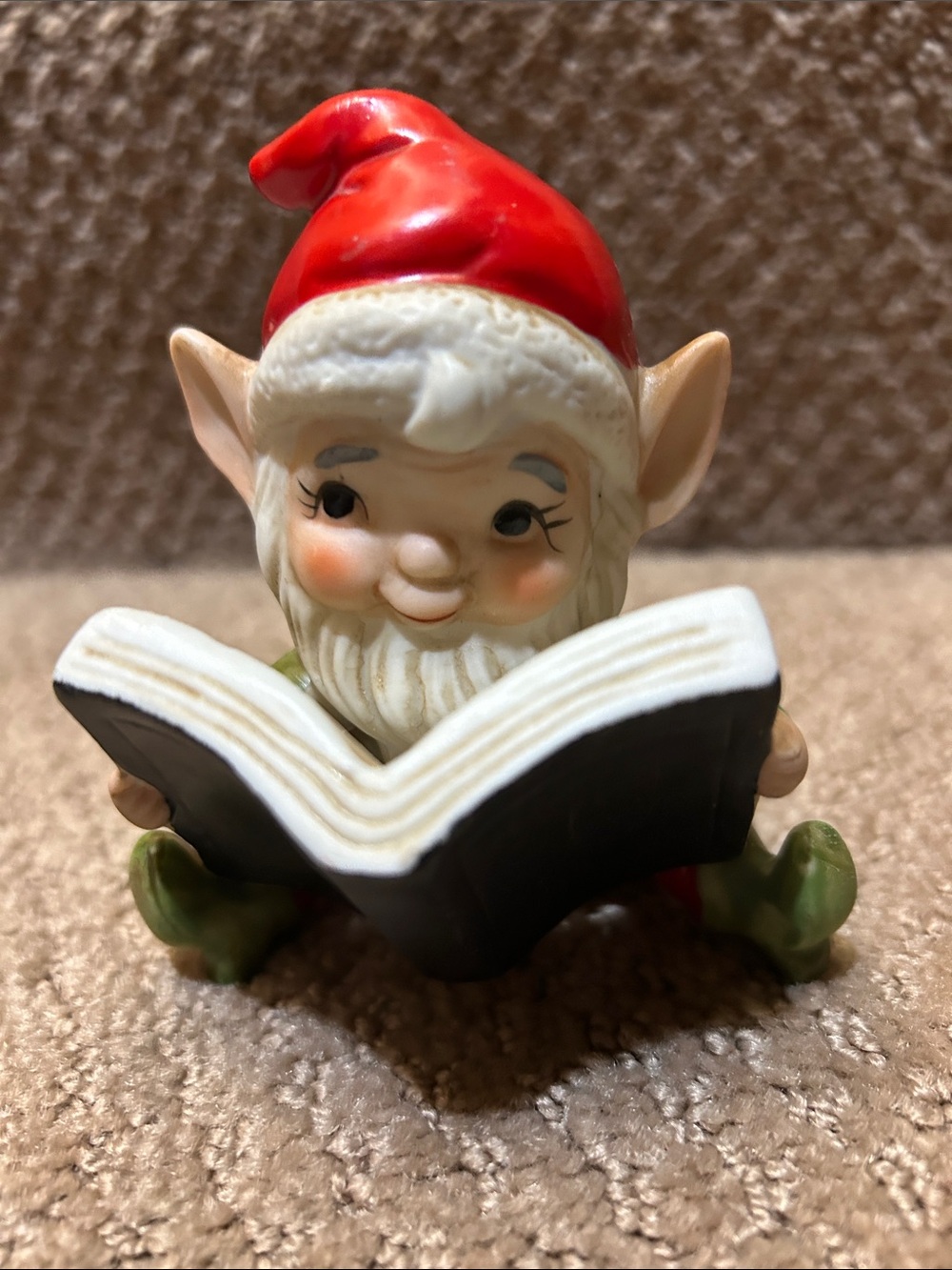 Vintage Homco Ceramic Elf Reading Book Christmas Holiday Figurine #5406